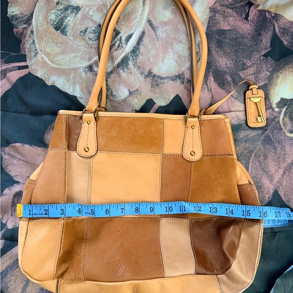 Fossil Patchwork Leather Tote - Tan and Brown - Picture 8 of 10
